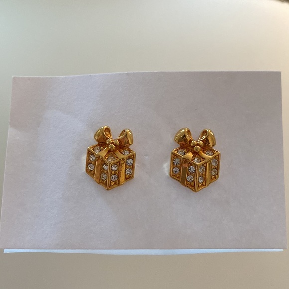 Vintage Avon Golf-tone and crystal earrings Holiday, Christmas New Year’s Eve - Picture 5 of 5